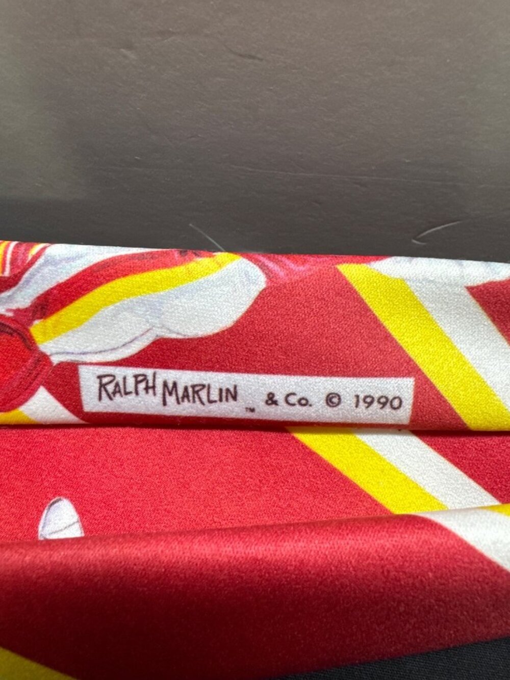Ralph Marlin Washington Block and Play Football Tie 1990 Vintage Red Yellow Fan - Picture 4 of 5